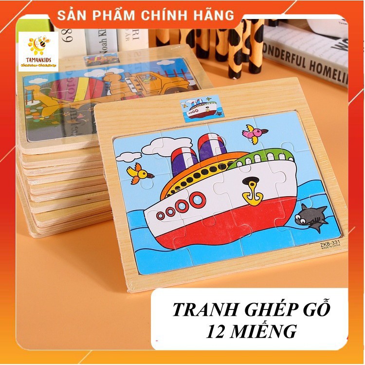 Bộ 8 Tranh 12 Mảnh Ghép Cho Bé Học Cách Tư Duy Lắp Ráp