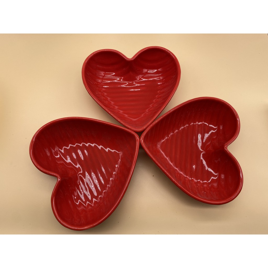 (SẴN) Bát sứ hình trái tim màu đỏ lãng mạn - Sứ cao cấp không chì phong cách Bắc Âu, hàng xuất khẩu