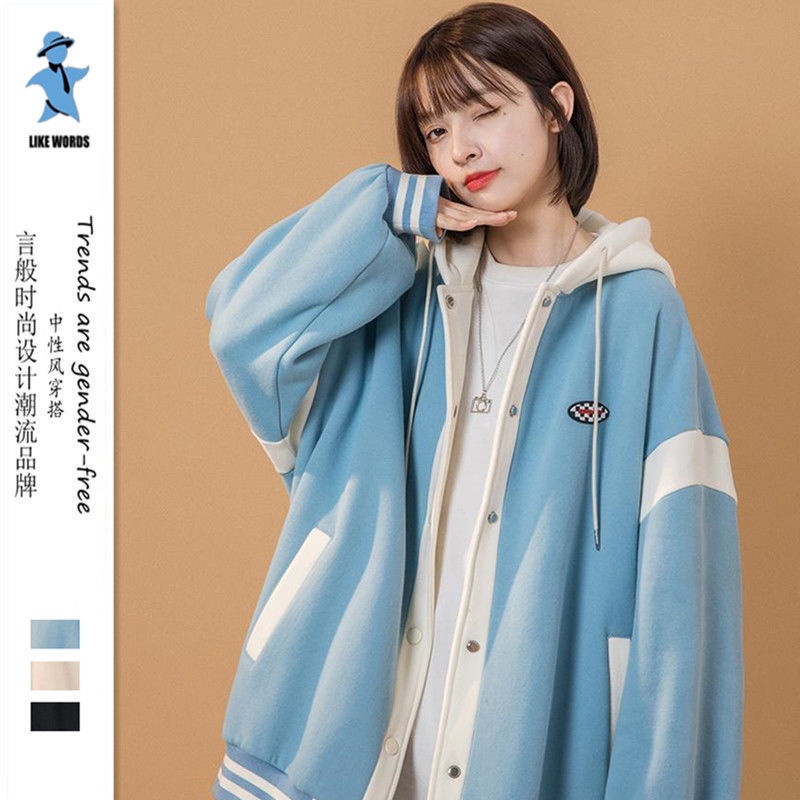 Áo Khoác Bóng Chày Dáng Rộng Phong Cách Retro Hồng Kông Thời Trang Xuân Thu Mới Cho Nữ
