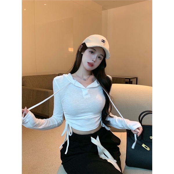 áo nón tay dài dây rút sườn - áo len tăm nón - Carotshop | BigBuy360 - bigbuy360.vn