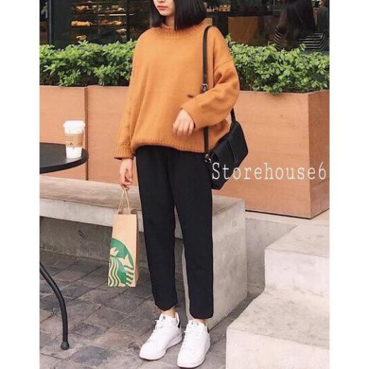 Quần baggy kaki nữ ống suôn lưng thun cực hot  ྇