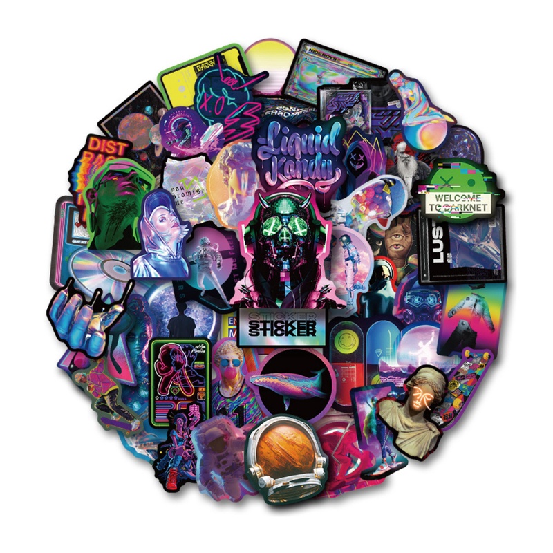 Set 50 miếng dán trang trí xe đạp/mũ bảo hiểm và đàn piano