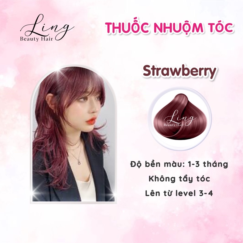 Thuốc nhuộm tóc màu STRAWBERRY, không tẩy tóc lên từ nền nâu