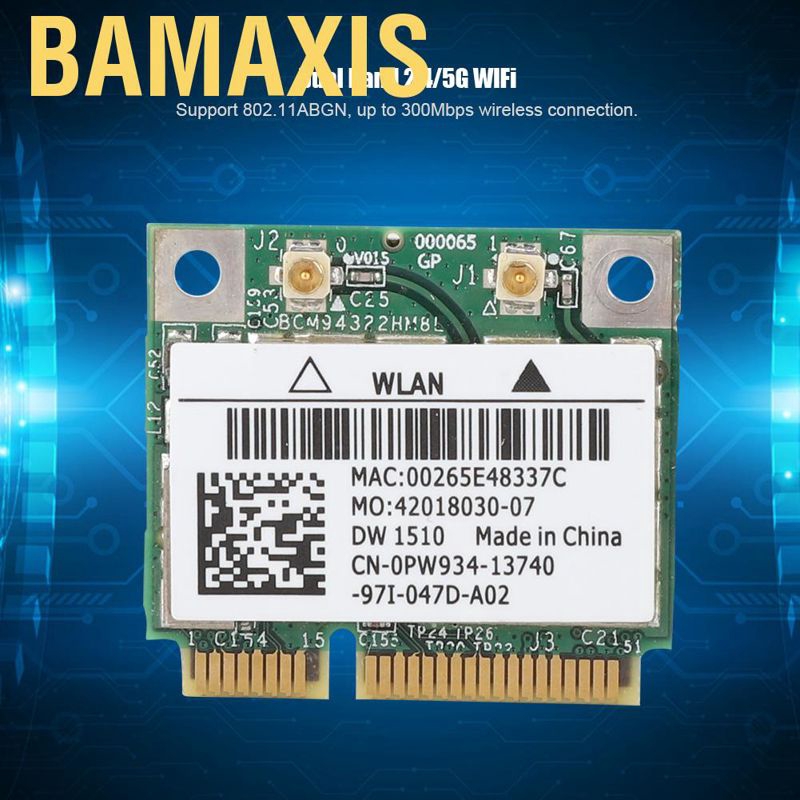 Card Mạng Không Dây Bamaxis 2.4g/5ghz Bcm94322Hm8L Dw1510 300mbps Mini Pci-E Cho Máy Laptop