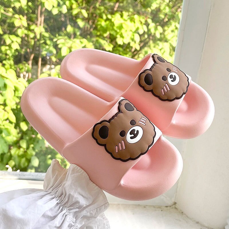 Dọn kho xả 29k Dép nhựa dẻo, êm chống trượt in hình gấu cute cho nữ