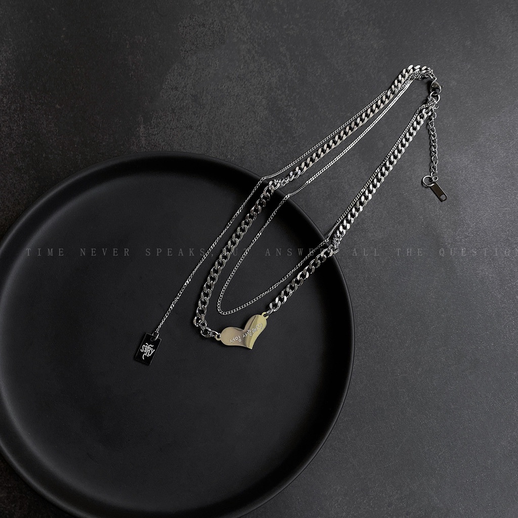 Dây Chuyền Nhiều Lớp Mặt Hình Trái Tim Thời Trang Cá Tính