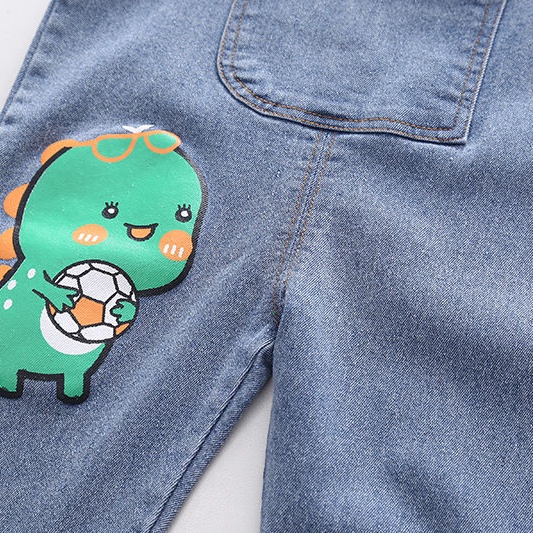 Set Đồ Mùa Thu 2 Món Gồm Áo Tay Dài Và Quần Yếm Jeans Thời Trang Cho Bé Trai