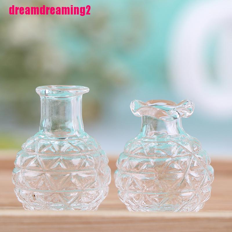 Bộ 2 Bình Hoa Thủy Tinh Trang Trí Nhà Búp Bê Xinh Xắn
