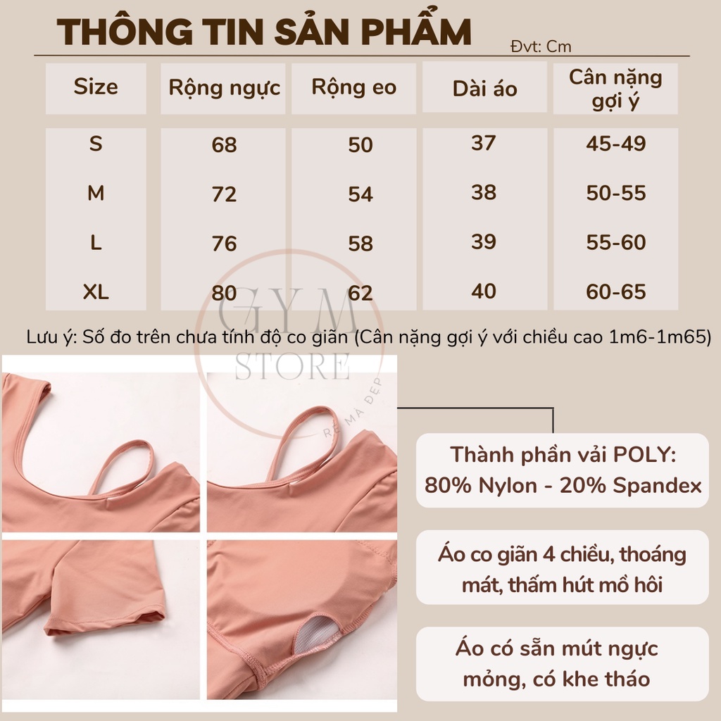 Áo Thun Tập Pilate Nữ ❤️𝐇𝐀̀𝐍𝐆 𝐗𝐈̣𝐍❤️Áo Thể Thao Nữ thun poly trơn có mút ngực Đồ tập Rẻ Mà Đẹp 𝐆𝐘𝐌𝐒𝐓𝐎𝐑𝐄 1721