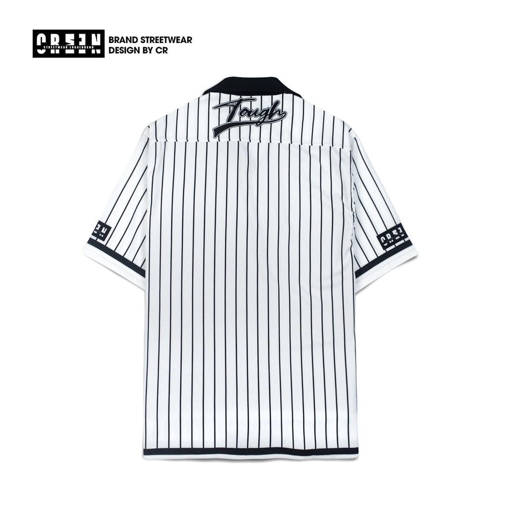 Áo sơ mi tay ngắn nam nữ CR Tough form rộng sơ mi họa tiết tay lỡ cổ vest unisex ulzzang CSM647