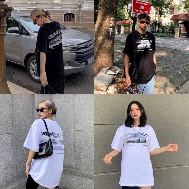 Áo thun unisex missout MST mít ao Xe hơi 2 màu nam nữ áo thun unisex Full tag Kun Shop
