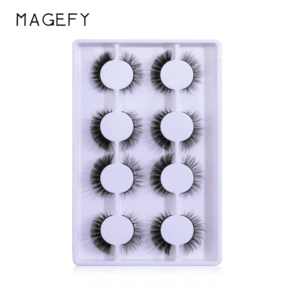 Hộp 8 cặp lông mi giả MAGEFY dày và cong tự nhiên dành cho làm đẹp