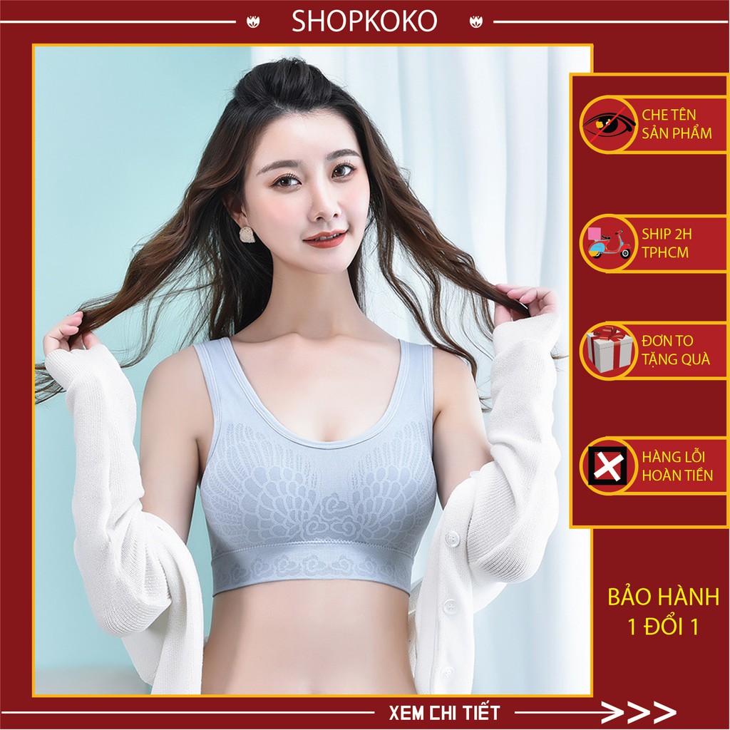 Áo Ngực Nữ Cotton 2 Quây Ngang, Áo Lót Nữ Bra Họa Tiết Đẩy Ngực- 7702