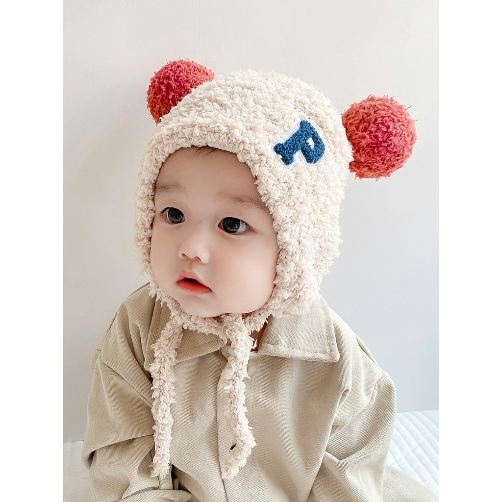 Mũ nón len cho bé, Mũ len Hàn Quốc siêu xinh tai gấu chữ P cho bé trai bé gái từ 1-4 tuổi dễ thương mẫu mới nhất ML08