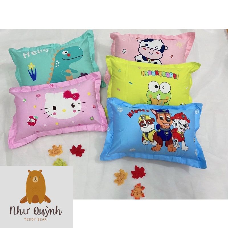 Gối cotton 3D cho bé - 100% Cotton( vỏ+ruột) kích thước 30x50cm