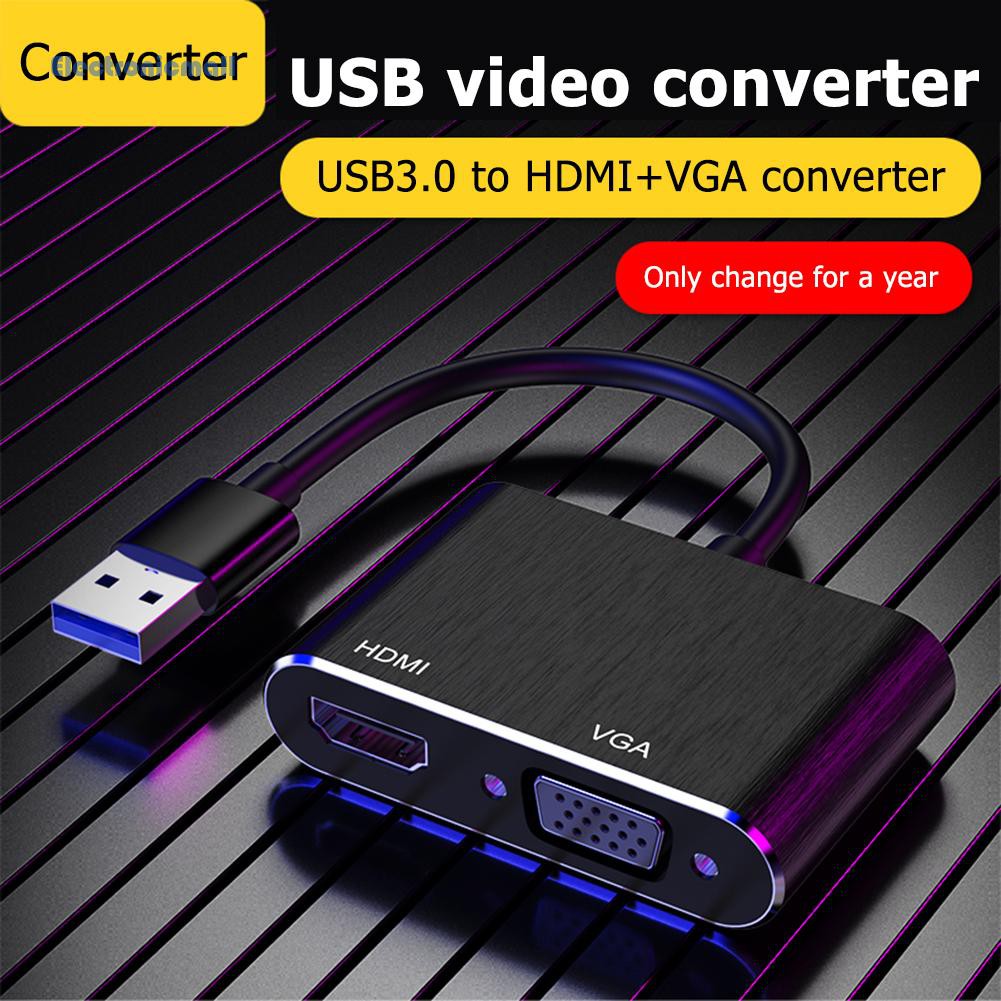 Đầu Chuyển Đổi Usb 3.0 Sang Hdmi Vga 2 Trong 1 1080p Cho Màn Hình Laptop