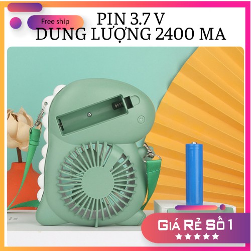 Quạt mini cầm tay tích điện Coldux hình khủng long dễ thương có dây đeo gọn nhẹ tiện lợi dễ mang theo hàng nội địa trung