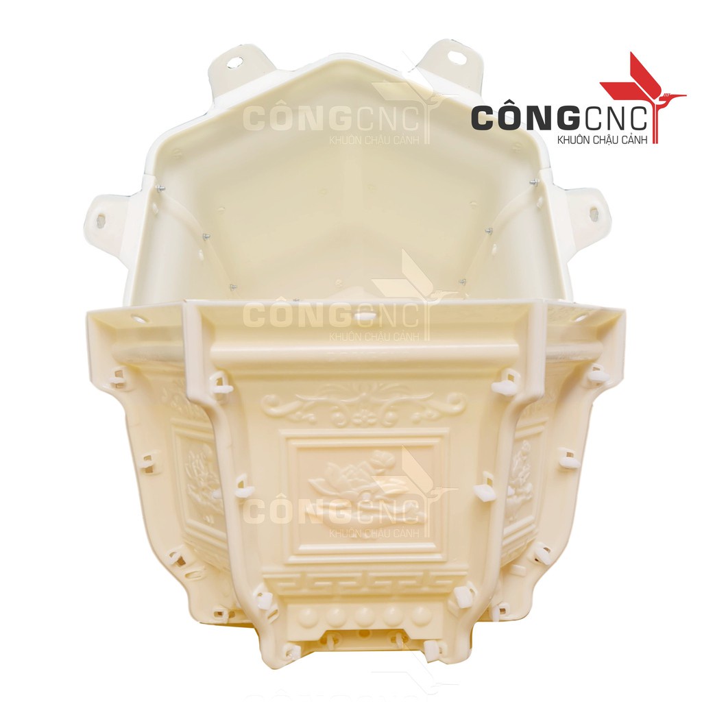 Khuôn Chậu Cảnh ABS Lục Giác 45 Hoa văn Sen - Phúc - Lộc Thọ đa dạng mẫu mã cho khách hàng chọn lựa
