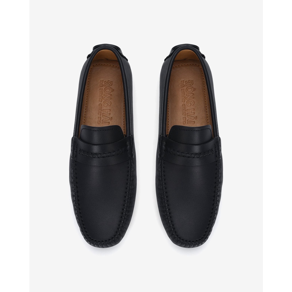 Giày lười nam Đông Hải da bò cao cấp thiết  kế tối giản với đường chỉ may nổi làm điểm  nhấn tăng vẻ nam tính - G0345