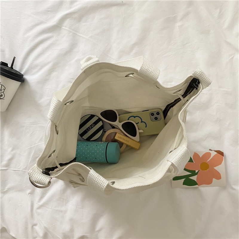 Túi Vải Canvas Đeo Vai Sức Chứa Lớn Thời Trang Phong Cách Cho Nữ