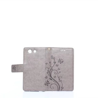 For [ Sony Xperia Z3 Mini ] Embossed Flower PU Leather Wallet Flip Stand Case