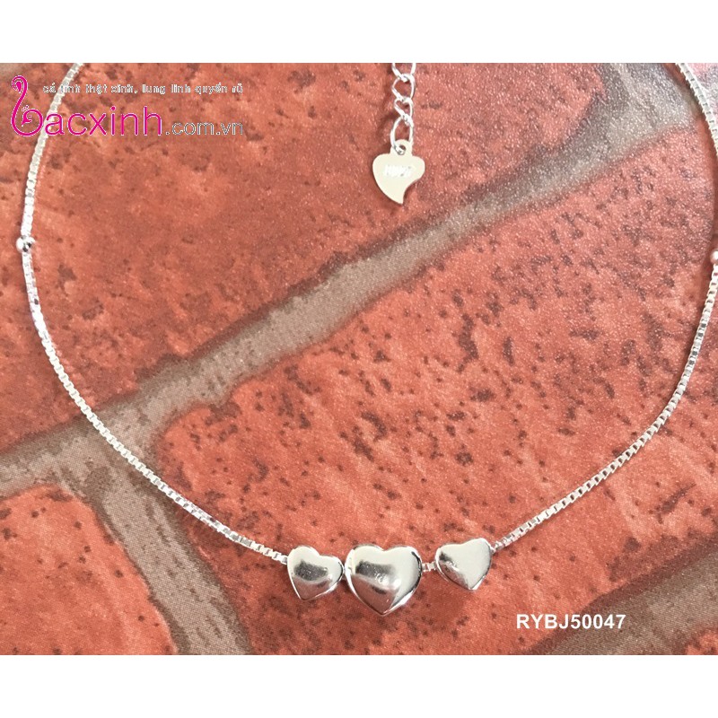 Lắc chân bạc Ý 925 Bạc Xinh Huệ Ngân- Ba tim phồng xinh RYBJ50047 | BigBuy360 - bigbuy360.vn