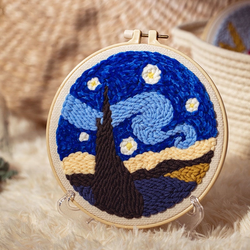 TRANH THÊU LEN HANDMADE VẢI POKE NGA PUNCHNEEDLE