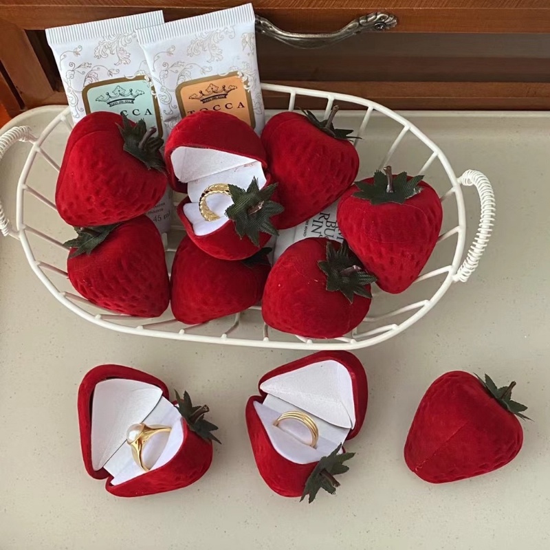 Hộp Đựng Nhẫn Cưới / Đính Hôn Đính Nơ Đỏ Phong Cách Hàn Quốc Thời Trang Cho Nữ