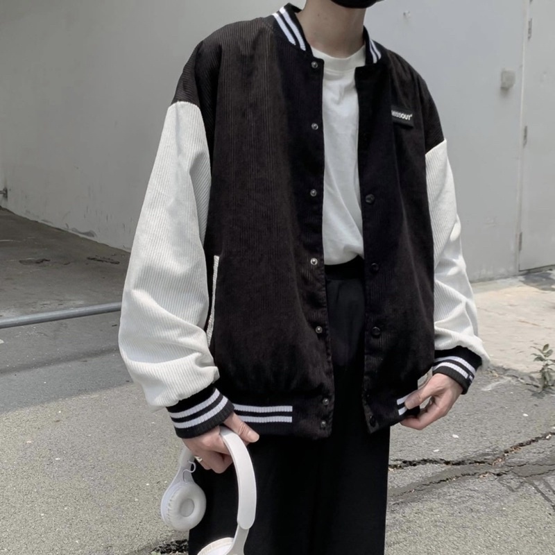Áo khoác nam nữ - Bomber jacket F.S.SHOP68 chất liệu nhung gân dày dặn form rộng rãi MISSOUT
