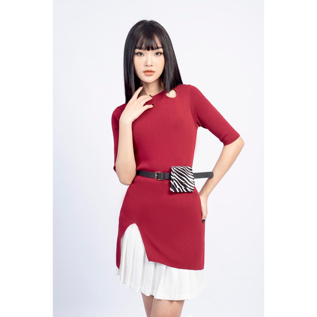 Áo len cổ tròn dáng dài MMOutfit AL071906