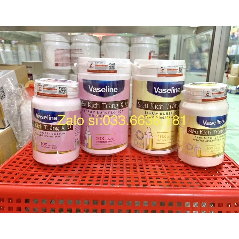 kem kích trắng vaseline ngày và đêm Thái Lan hộp 500gram