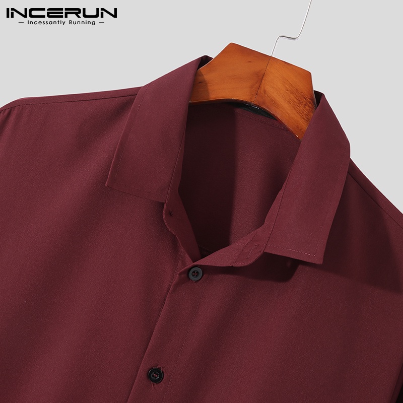 Áo sơ mi INCERUN tay dài cài nút 4 màu sắc tùy chọn phong cách công sở thời trang dành cho nam