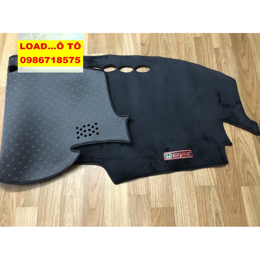Thảm Chống Nắng Taplo Honda Civic 2023-18 Mẫu Da Carbon, Nhung Lông Cừu Chống Trượt Cao Cấp