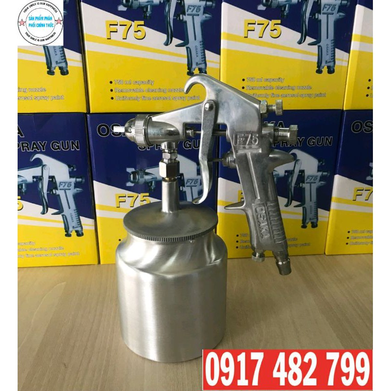 SÚNG PHUN SƠN DẦU SƠN PU F75 OSAKA BÌNH DƯỚI 750ml