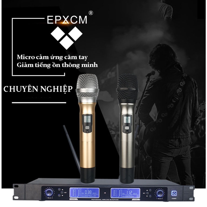 Bộ micro không dây, mic không dây EPXCM chống hú, chống rè cực tốt, bắt sóng cực mạnh, hát karaoke cực hay SELL SMART