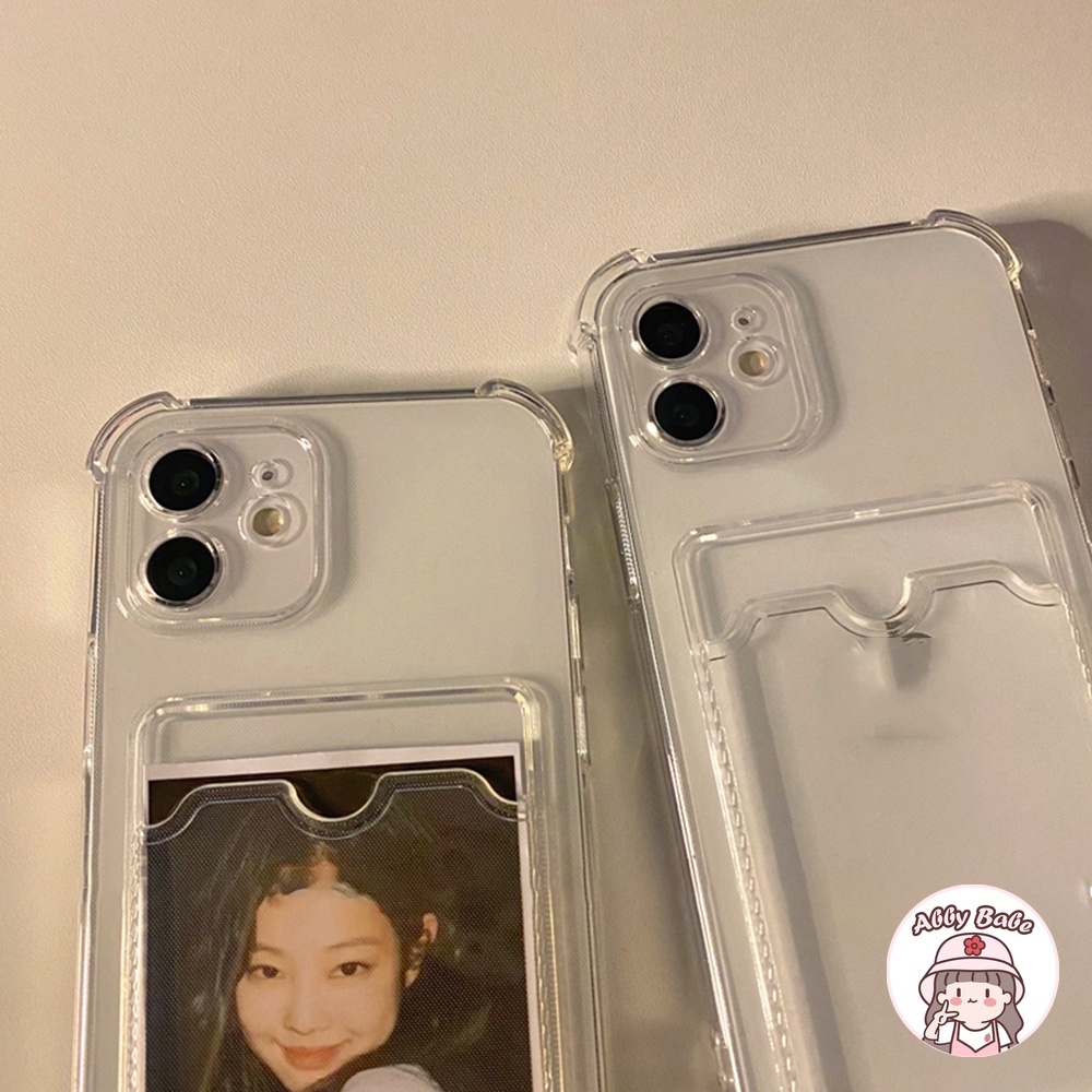 Ốp Điện Thoại Trong Suốt Chống Sốc Kèm Ngăn Đựng Thẻ Cho IPhone 14 Pro Max 11 7Plus 13 12 11 Pro Max X XS XR