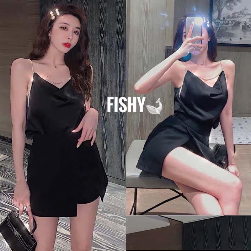 Áo Lụa Cổ Đổ Dây Xoàn Lấp Lấp Lánh Chất Đẹp Sang Chảnh Nhiều Màu Dành Cho Nữ Phong Cách Hàn Quốc DB.FISHY