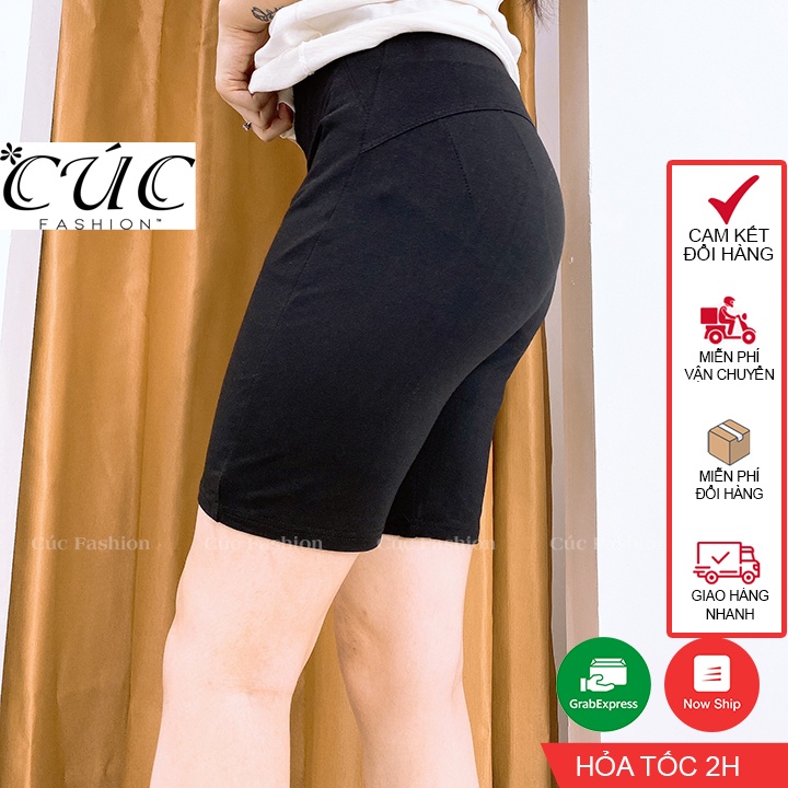 Quần legging đùi dáng ngố Cúc Fashion nữ nâng mông vải thun cao cấp cạp chun dầy dặn đồ mặc nhà tập gym yoga QL05 | BigBuy360 - bigbuy360.vn