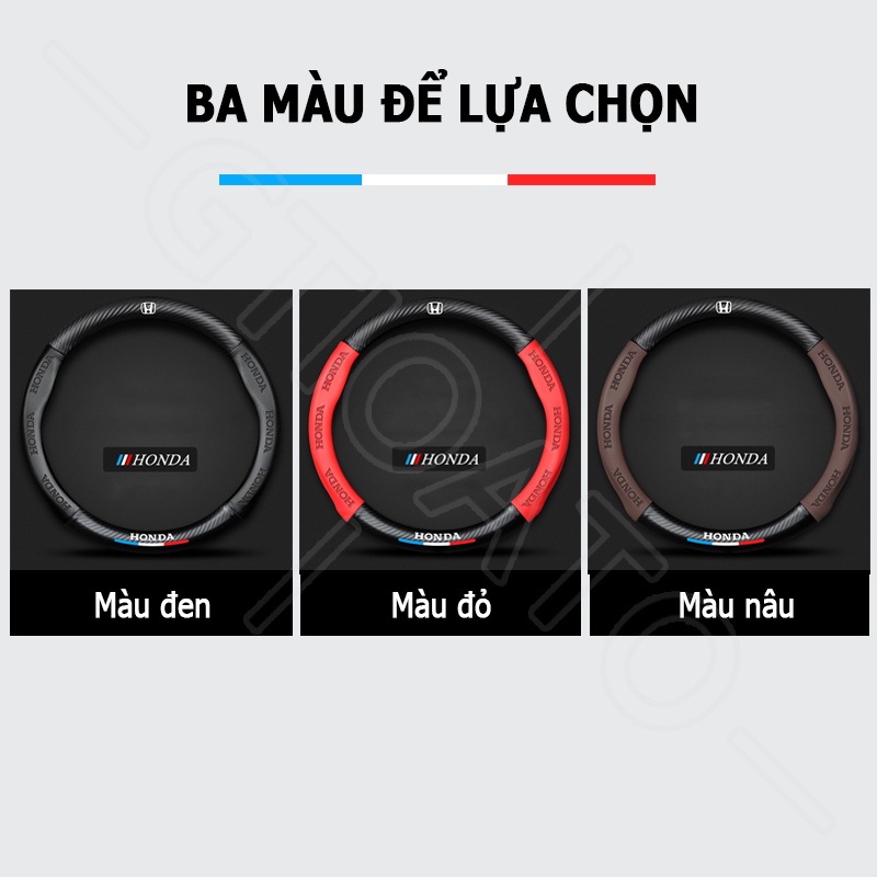 GTIOATO BọC Vô LăNg Da Bọc Vô Lăng Ô Tô BọC Vô LăNg Cacbon Vô LăNg Xe Ô Tô Trang Trí NộI ThấT Ô Tô Phụ KiệN Xe HơI Cho Honda City Brio Civic Jazz CRV HRV Accord