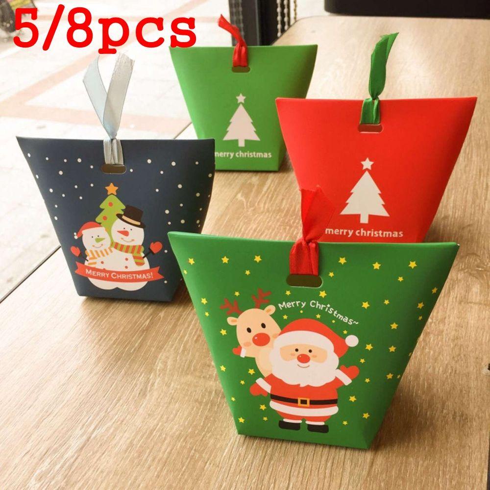 CHOOKEY Set 5 / 8 Túi Giấy Đựng Kẹo Hình Ông Già Noel
