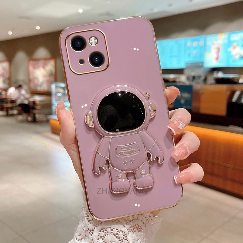 Ốp lưng iPhone 13 13 PRO 13 PRO MAX TPU Mạ điện 3D Phi hành gia có chân đế ốp điện thoại iPhone 13 13 PRO 13 PRO MAX