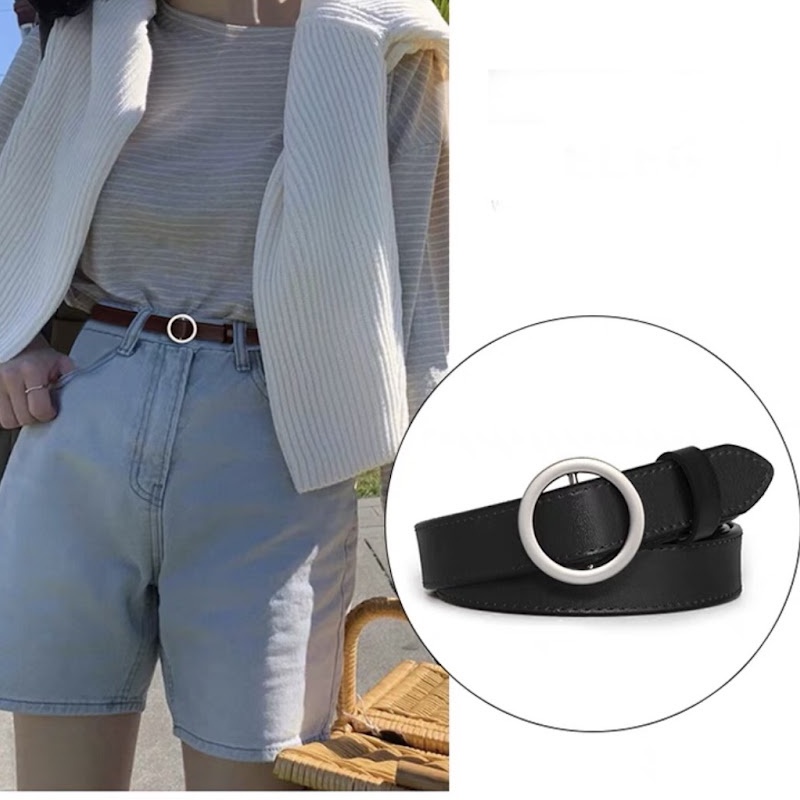 Dây Thắt Lưng Nữ Nam Unisex Vuông Chữ Hàn Quốc Bản Nhỏ KL001, Dây Nịt Da Nam Nữ Mặt Vuông Tròn Luồn Giá Rẻ