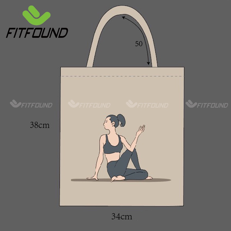 Túi Tote Vải Canvas In Hình Cô Gái Yoga Đựng Thảm Du Lịch Tập Yoga , Đồ Tập Yoga Gym Pilates