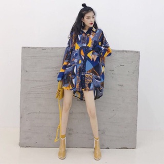 Áo sơ mi họa tiết form rộng Ulzzang cá tính