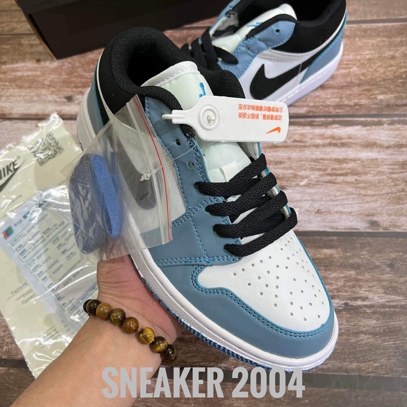 Jordan xanh dương cổ thấp thể thao nam nữ sneaker kèm hộp