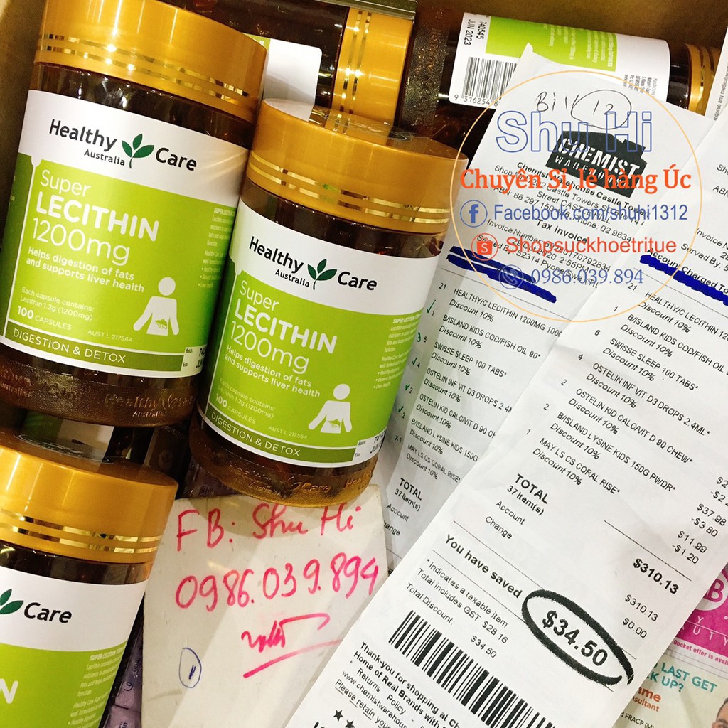 (Mẫu mới) Mầm Đậu Nành Super Lecithin Healthy Care 100 viên - 1200mg - đủ bill Chemist Úc | BigBuy360 - bigbuy360.vn