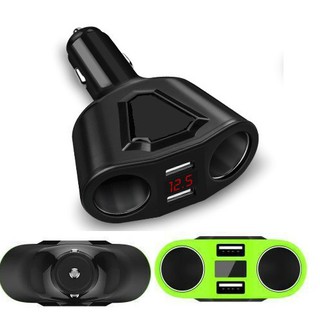TẨU SẠC Ô TÔ CHIA 2 TẨU 2 USB CÓ MÀN HÌNH HIỂN THỊ ĐIỆN ÁP