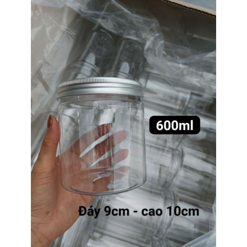 Combo 10 hủ pet nắp nhôm 600ml cao cấp ( cao 100mm x đáy 90mm)