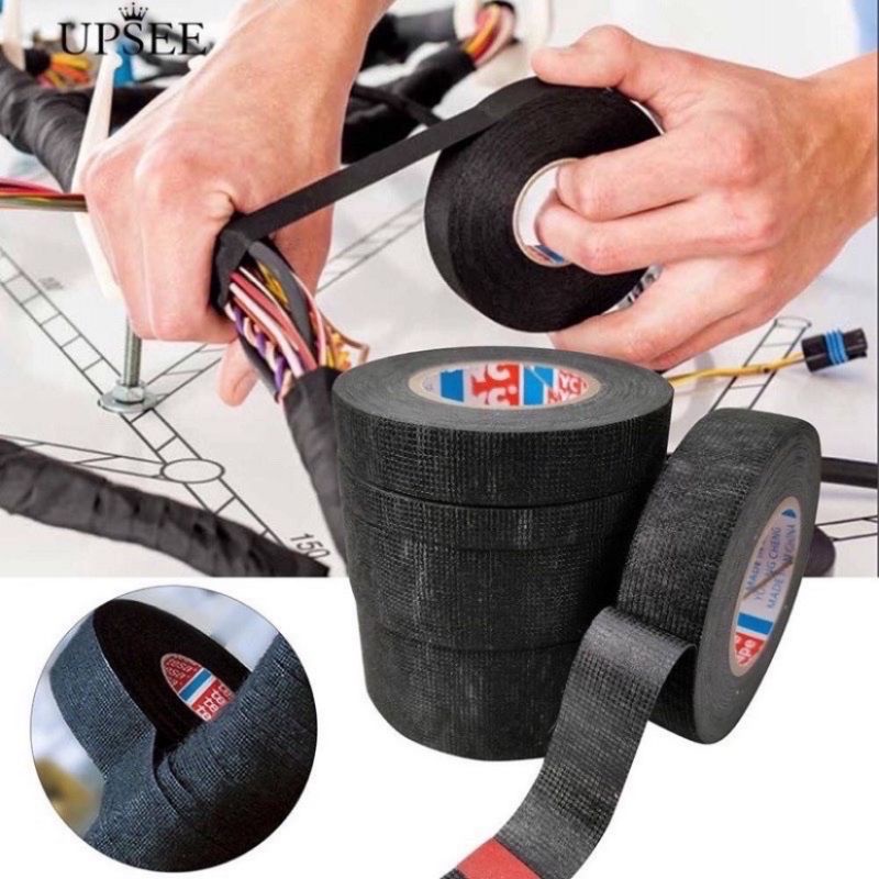 Cuộn băng keo vải chống cháy quấn dây điện kích thước 19mm x 25m tiện dụng chất lượng
