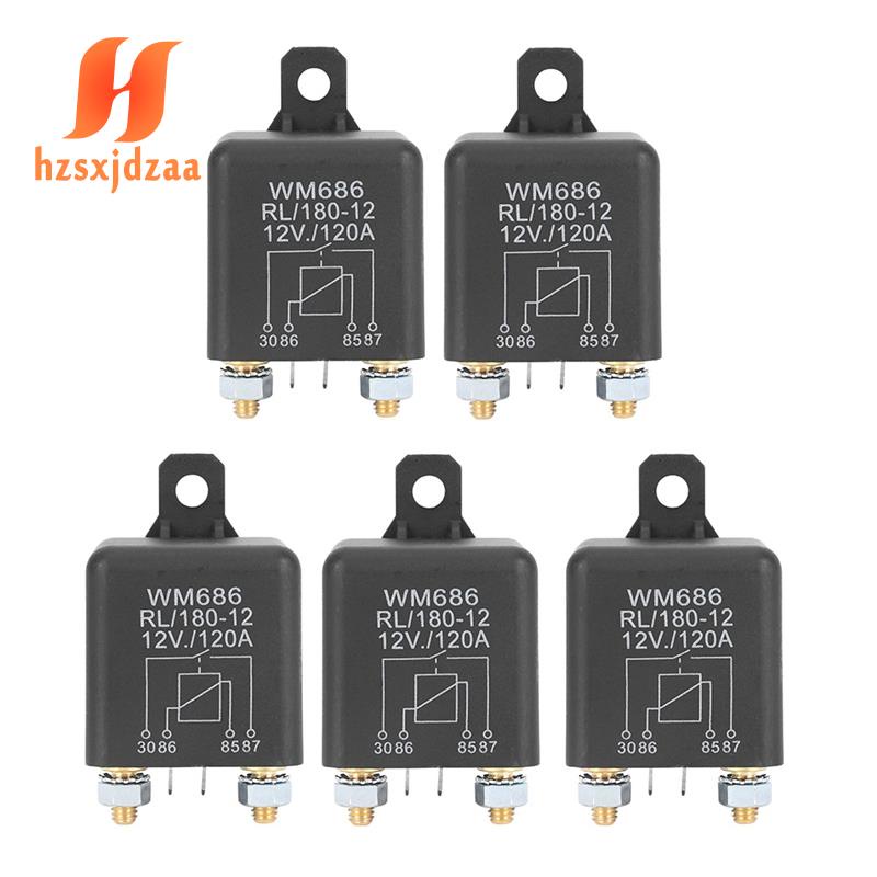 Set 5 Rơ Le Sạc WM686 4 Đầu Cuối DC 12V 120A Màu Đen Cho Xe Hơi